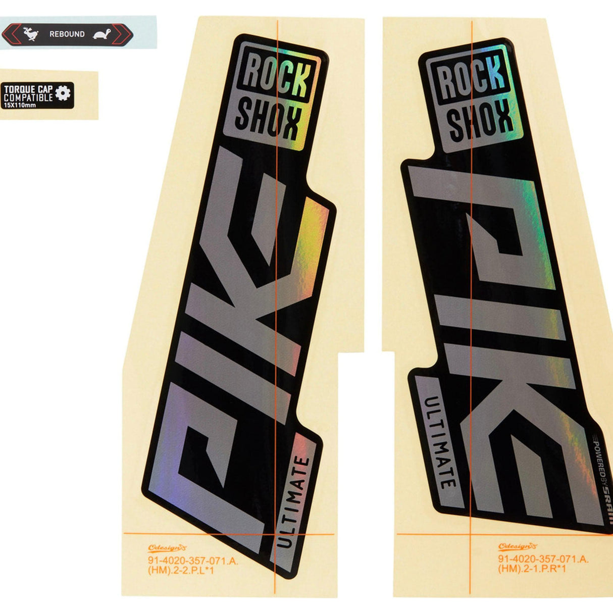 Rockshox Fork Decal Kit - Pike Ultimate 27/29 (2021): Gloss Rainbow Foil/High Gloss Black