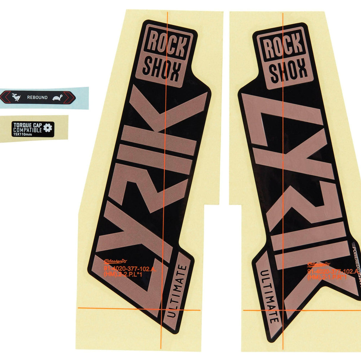 Rockshox Fork Decal Kit - Lyrik Ultimate 27/29 (2021): Matte Copper Foil/High Gloss Black