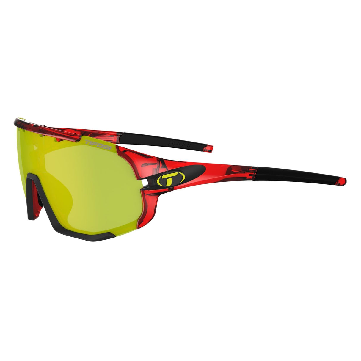 Tifosi Sledge Interchangeable Clarion Lens Sunglasses 2020: Crystal Red/Clarion Yellow