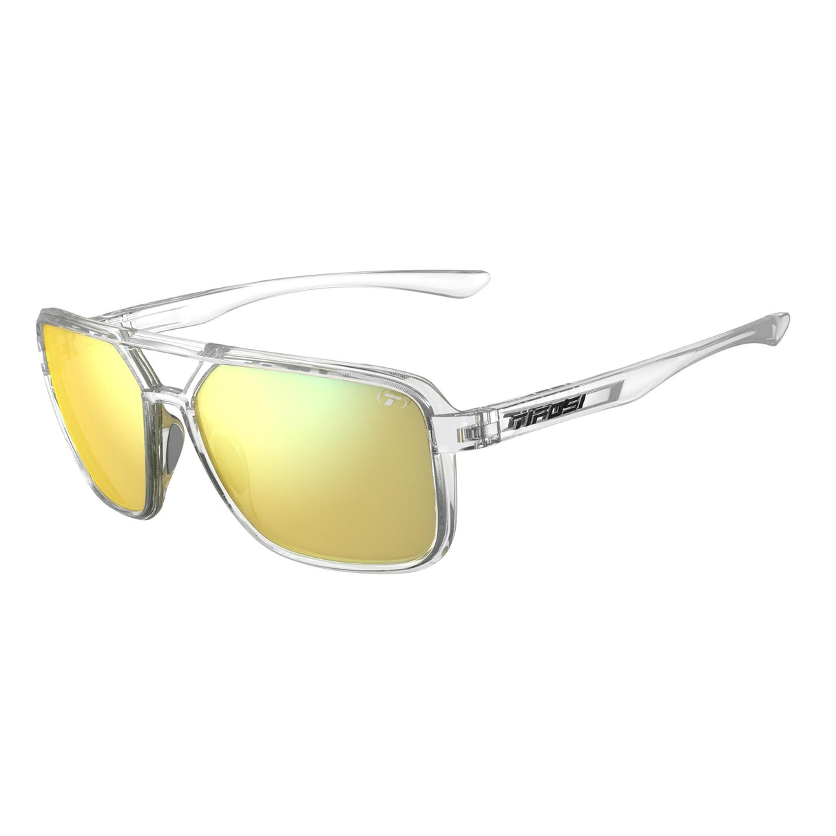 Tifosi Salto Single Lens Sunglasses 2024: Crystal Clear Smoke Yellow Mirror