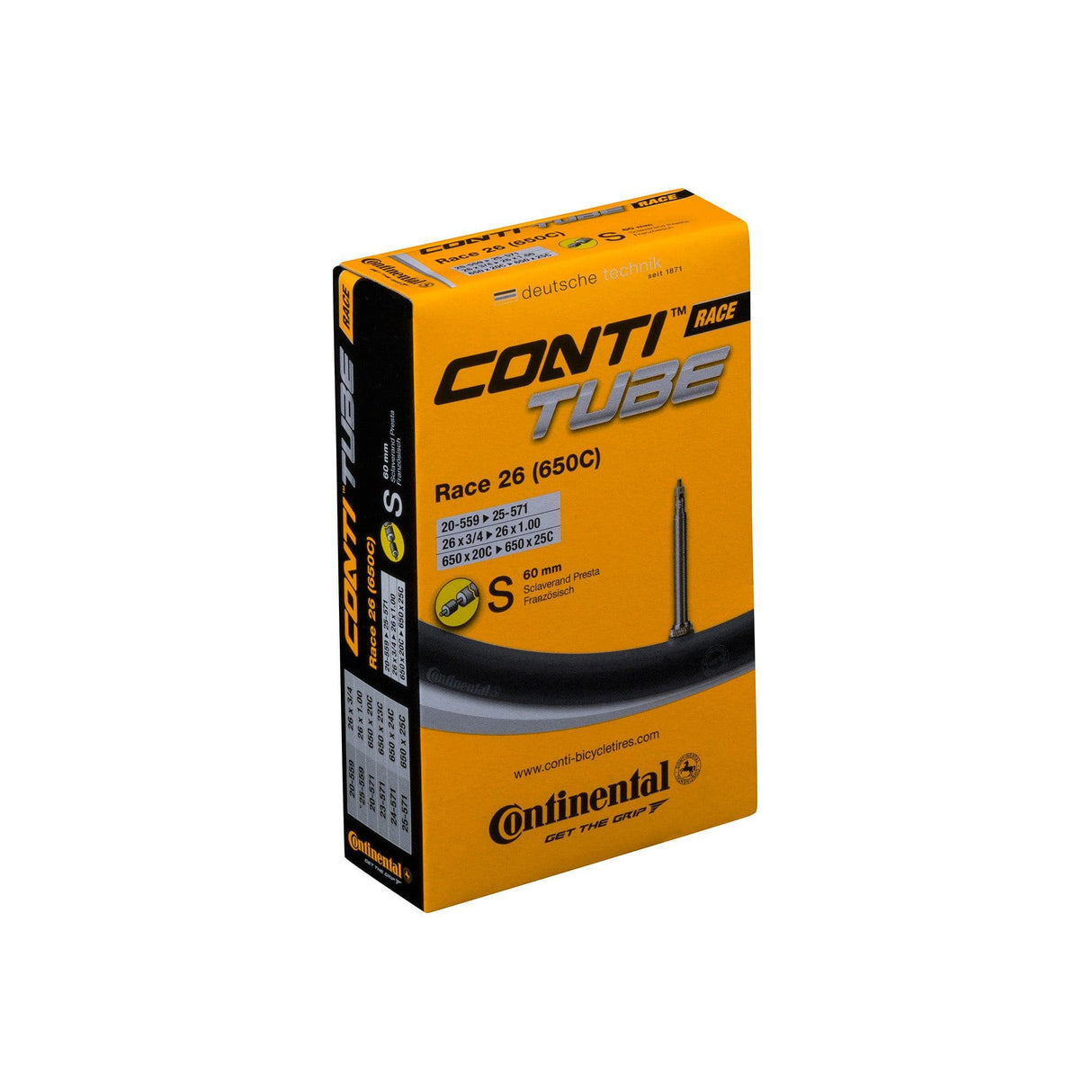 Continental Race Tube - Presta 60Mm Valve: Black 26X1.00" - 650X20-25