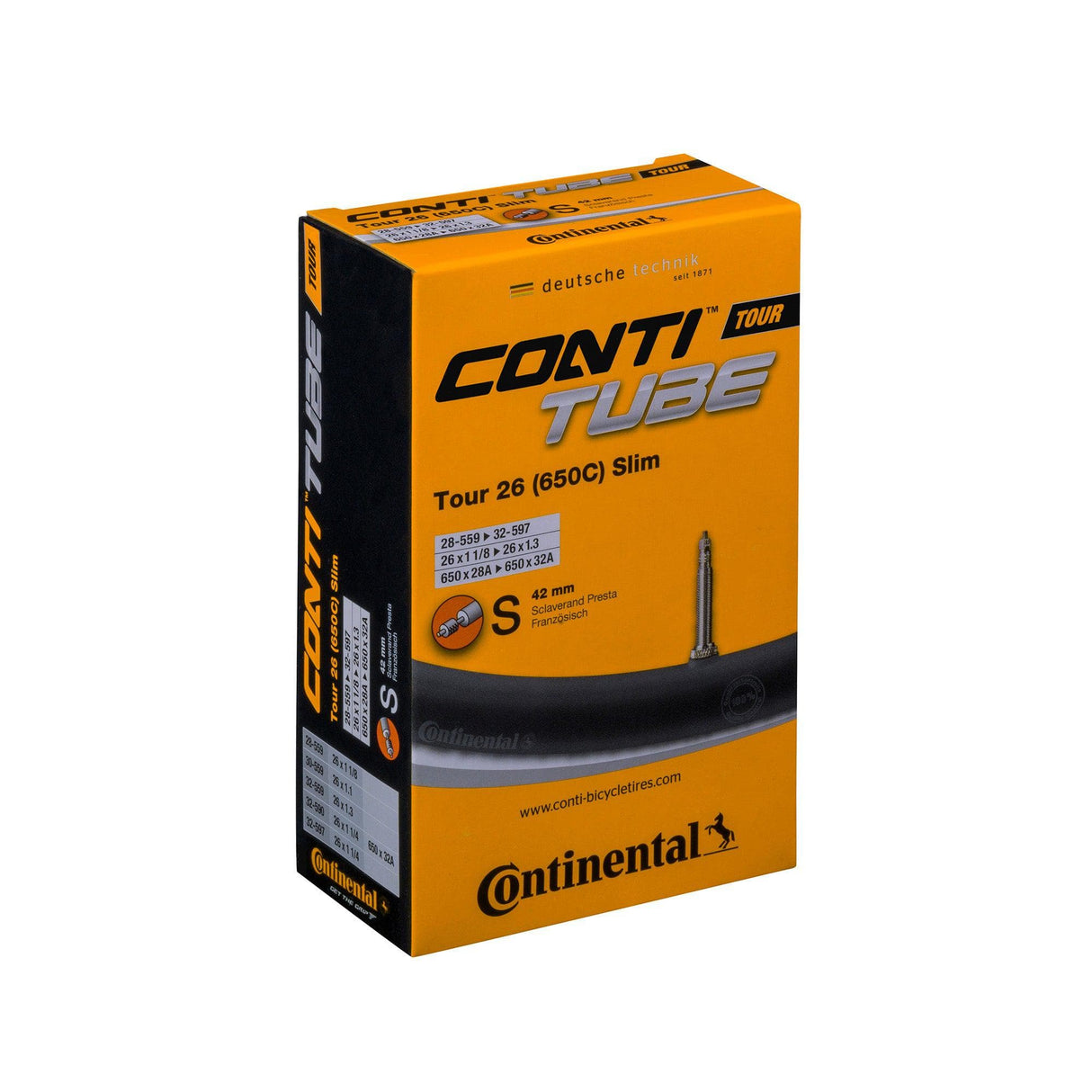 Continental Tour Tube - Presta 42Mm Valve: Black 26X1.10-1.30"