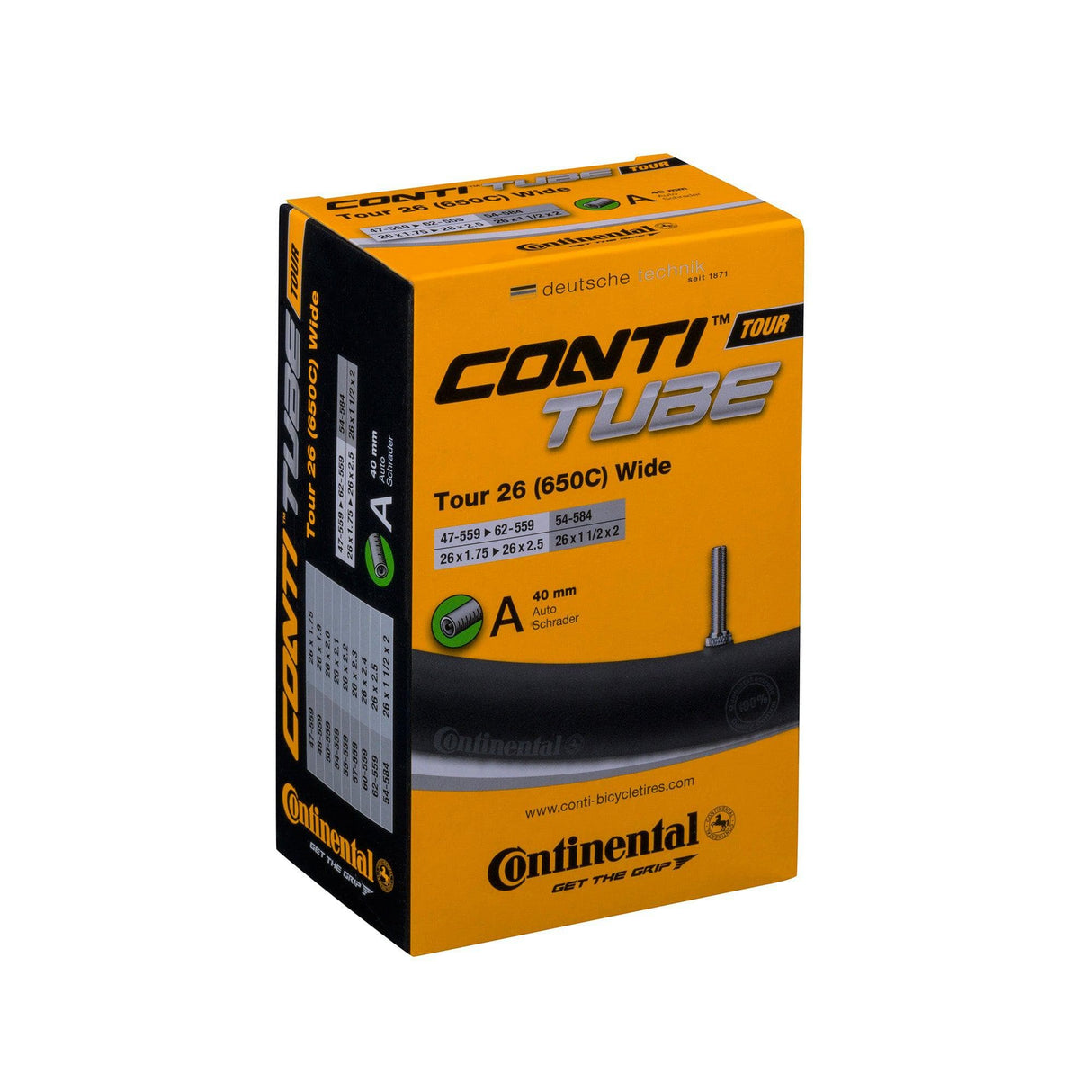 Continental Tour Tube - Schrader 40Mm Valve: Black 26X1.75-2.50"