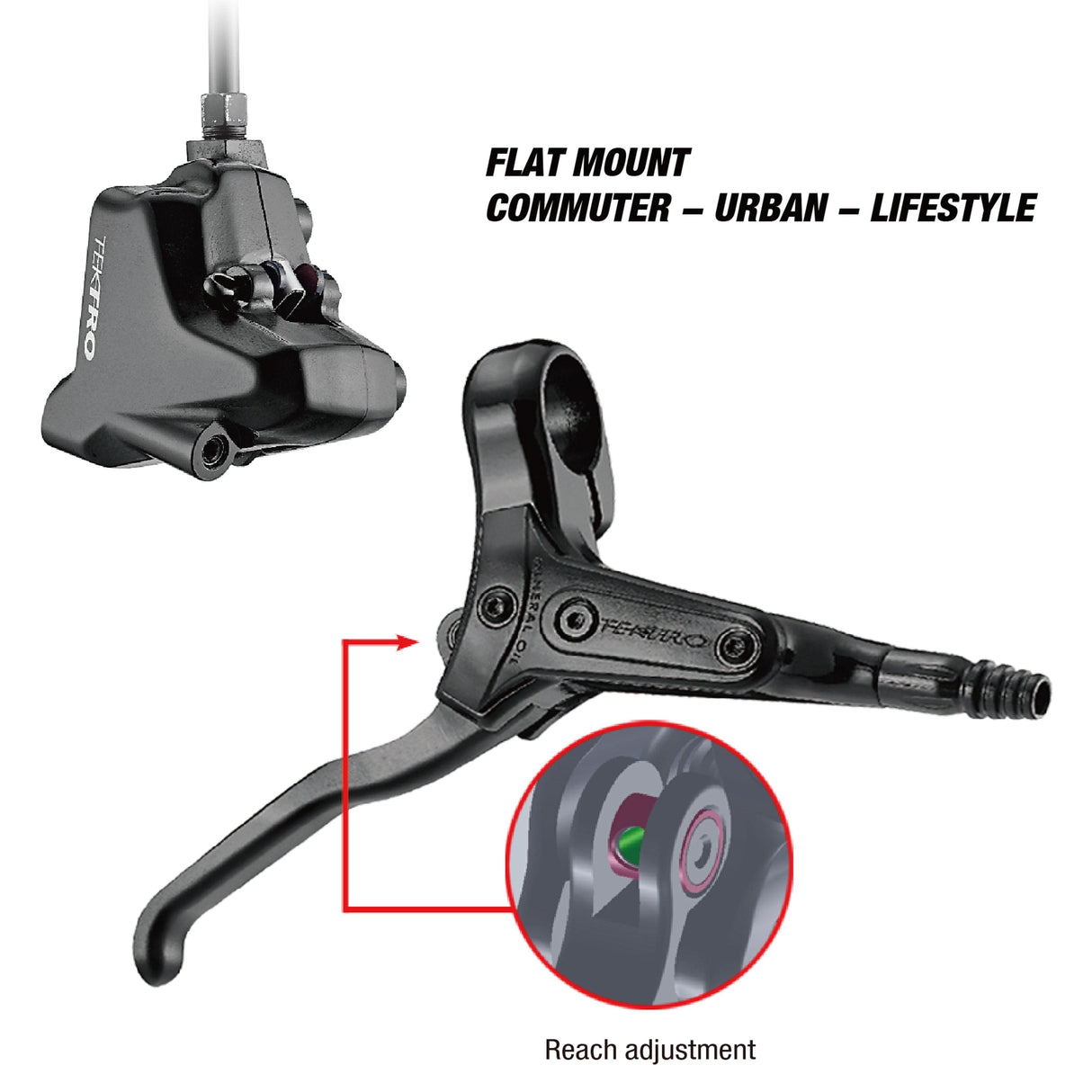 Tektro HD R280  Flat Mount Disc Brake  LH