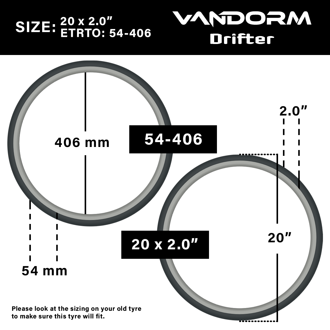 Vandorm Drifter BMX Tyre - 20" x 2.00" - Blue