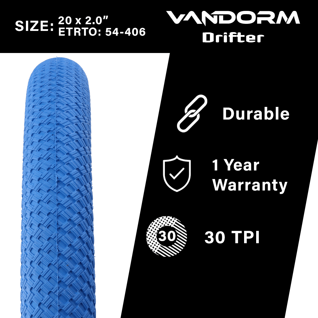 Vandorm Drifter BMX Tyre - 20" x 2.00" - Blue