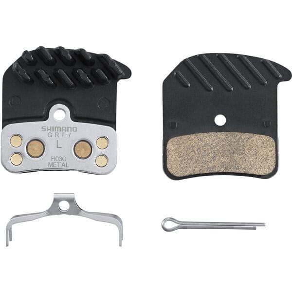 Shimano Spares H03C disc pads and spring; alloy/stainless back with cooling fins; metal sintered