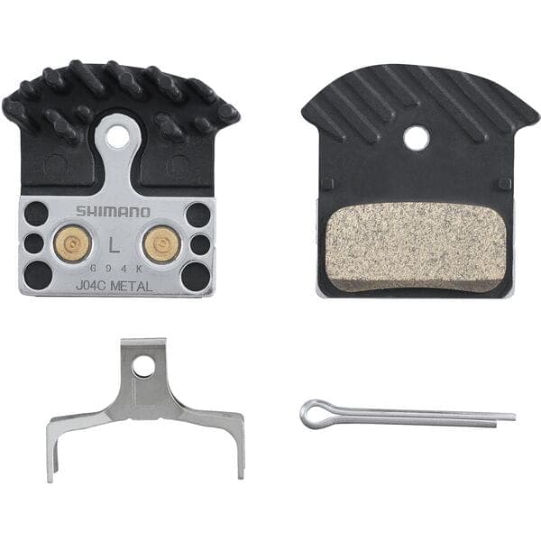 Shimano Spares J04C disc pads and spring; alloy/stainless back with cooling fins; metal sintered