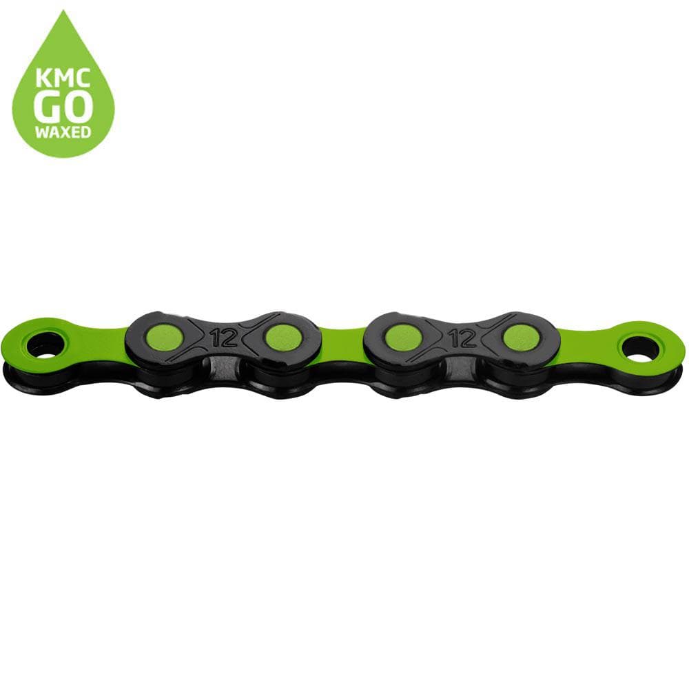 KMC X12 DLC Waxed Chain 126L - Black / Green