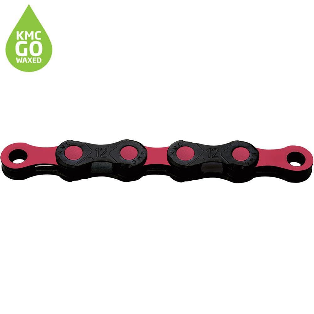 KMC X12 DLC Waxed Chain 126L - Black / Red