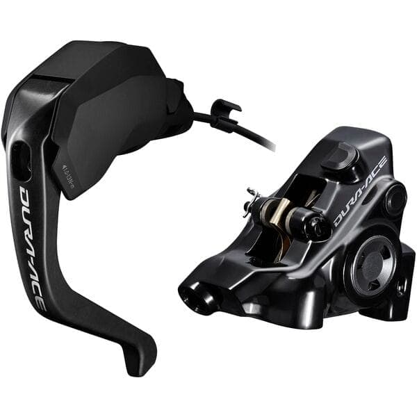 Shimano Dura-Ace ST-R9180 hydraulic disc; Di2 E-tube STI TT set; flat mount BR-R9270; left rear