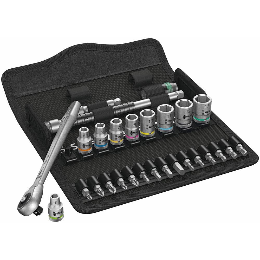 Wera Tools 8100 Ratchet Set W/Push Thru Sqr 1/4 Drive 28pcs