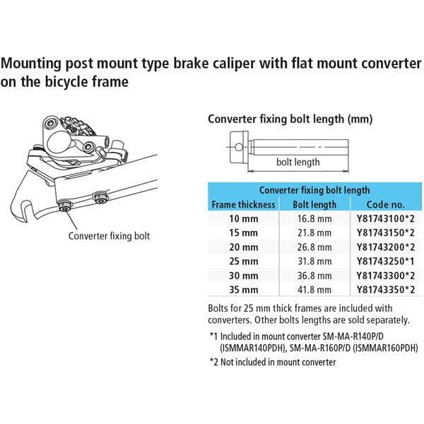 Shimano Spares SM-MA Converter fixing bolt M5 x 26.8 mm - for 20 mm Rear mount thickness