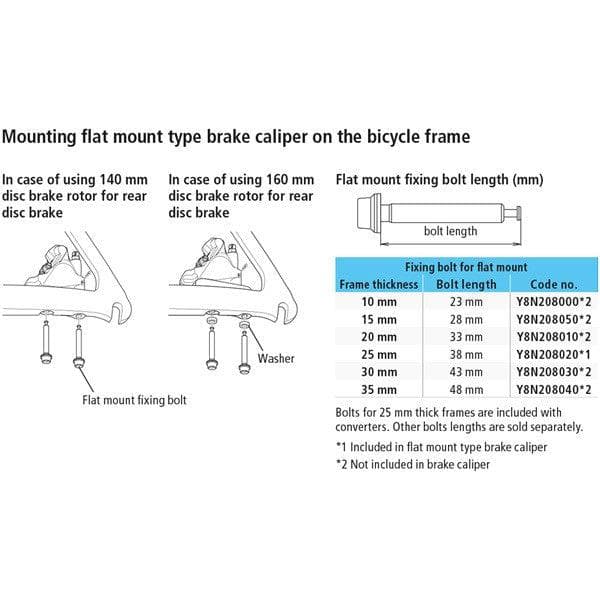 Shimano Spares Flat mount calliper to flat mount frame fixing bolt C; for 35mm frame; 48mm bolt