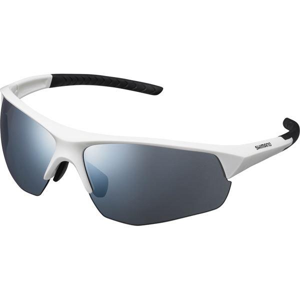 Shimano Twinspark Glasses, White, Smoke Silver Mirror Lens