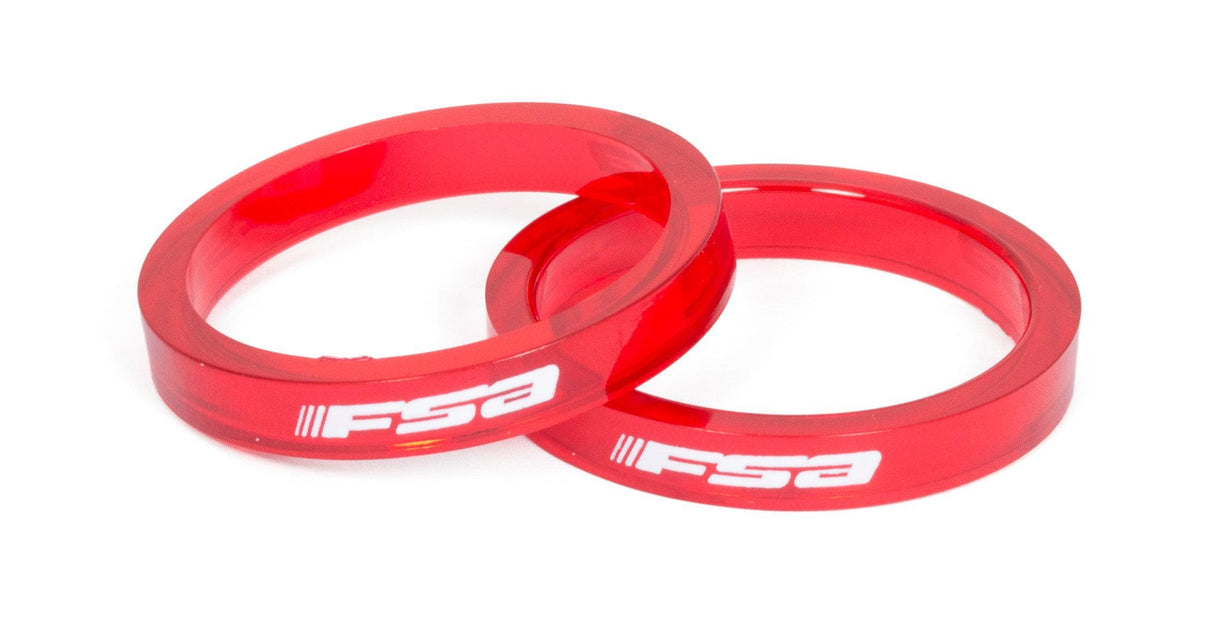 FSA Polycarbonate Headset Spacer (1.1/8, 5mm, Red, ×10)