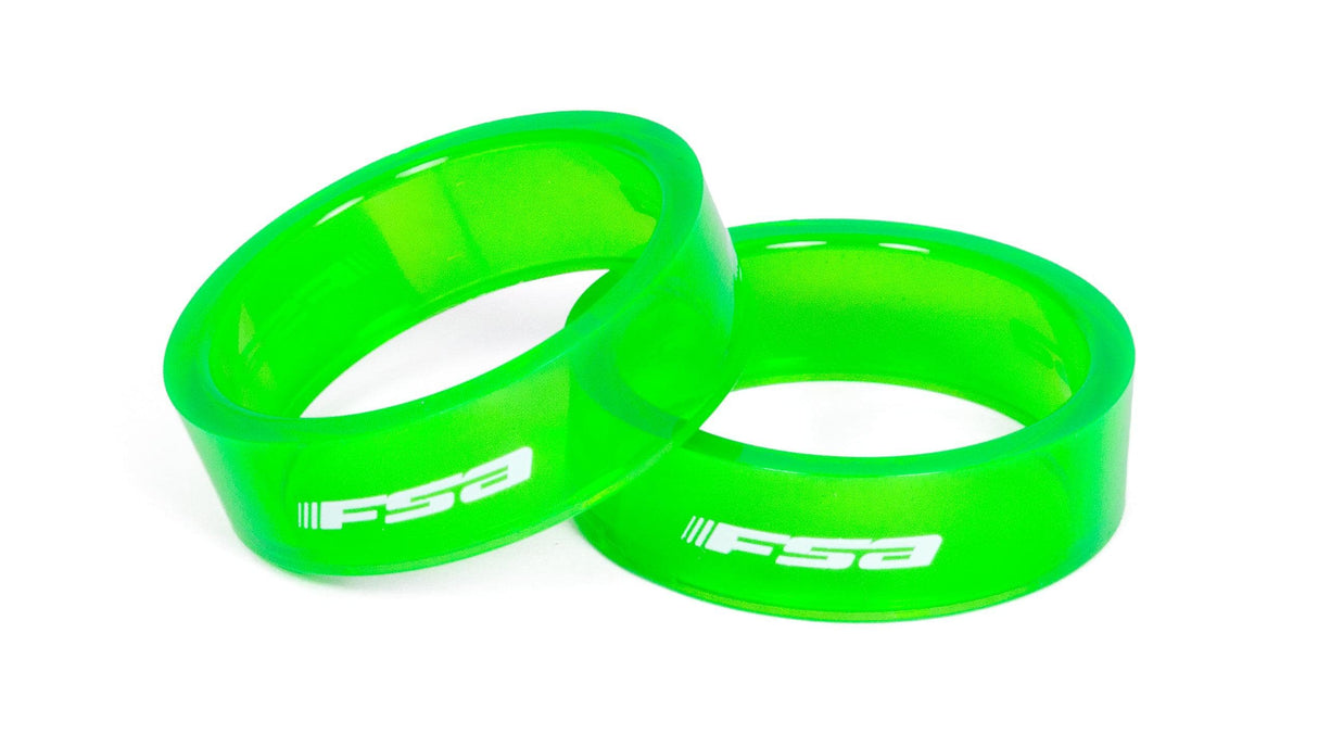 FSA Polycarbonate Headset Spacer (1.1/8, 10mm, Green, ×10)