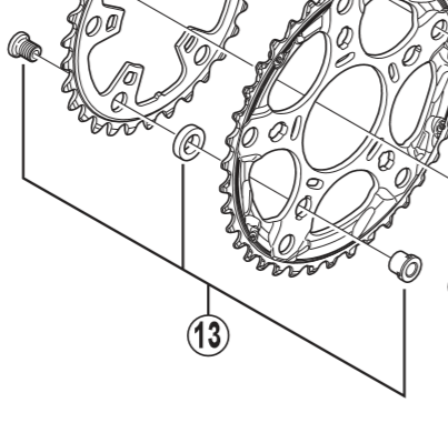 Shimano Spares FC-4603 inner gear fixing bolt set; M8 x 9.6 mm