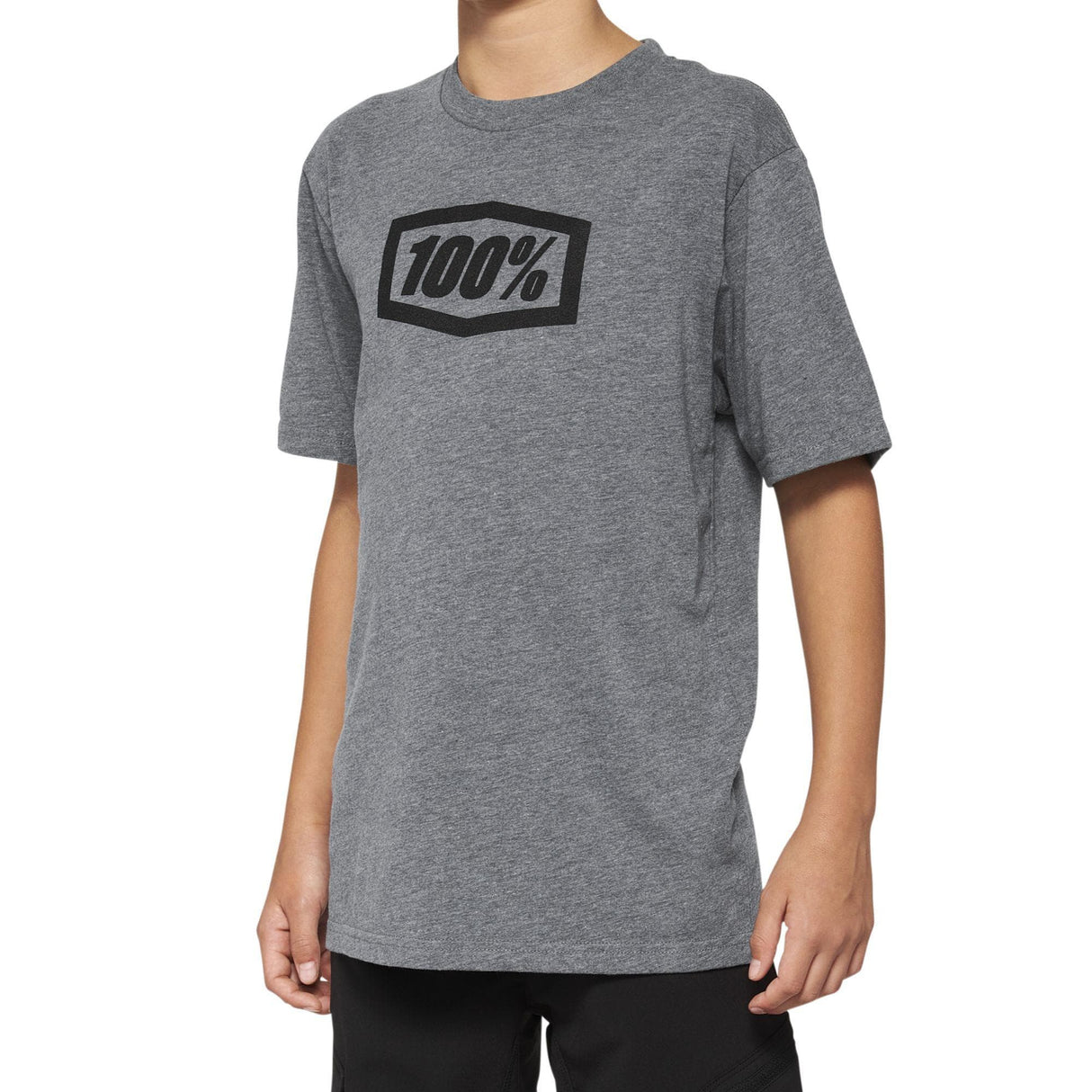 100% ICON Youth Short Sleeve Tee Heather Grey S