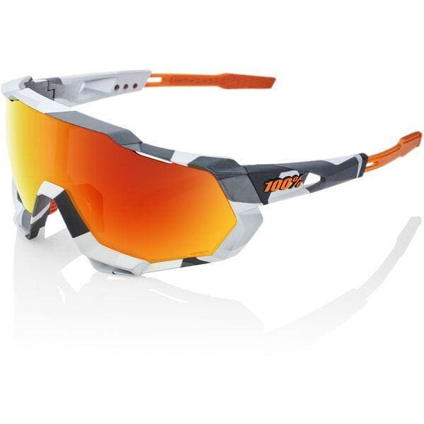 100% Glasses Speedtrap - Soft Tact Grey Camo - HiPER Red Multilayer Mirror Lens