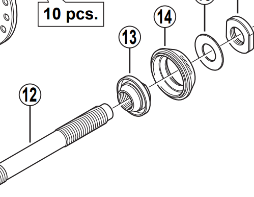 Shimano Spares HB-IM50 right hand cone; M10 x 10.4 mm with dust cover