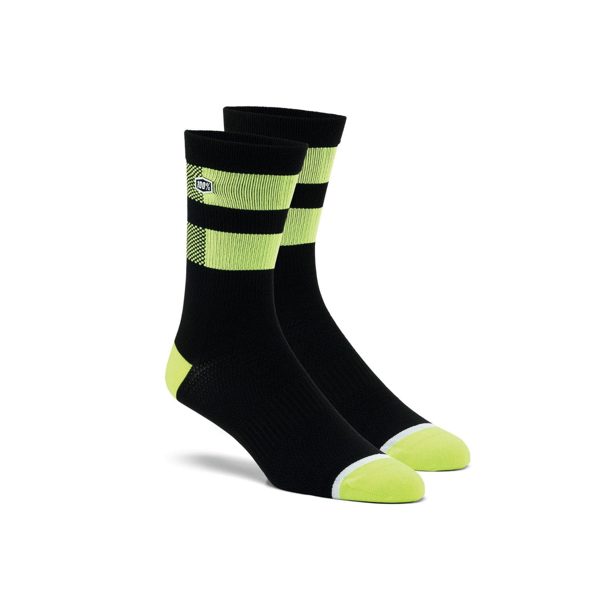 100% FLOW Performance Socks Black/ Fluo Yellow S/M