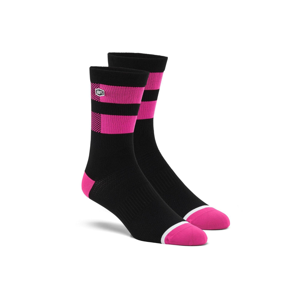 100% FLOW Performance Socks - Black/Fluo Pink L/XL