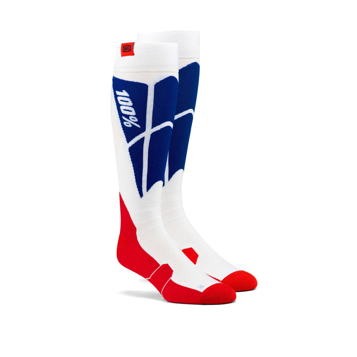 100% Hi Side Performance Moto Socks White / Blue S/M