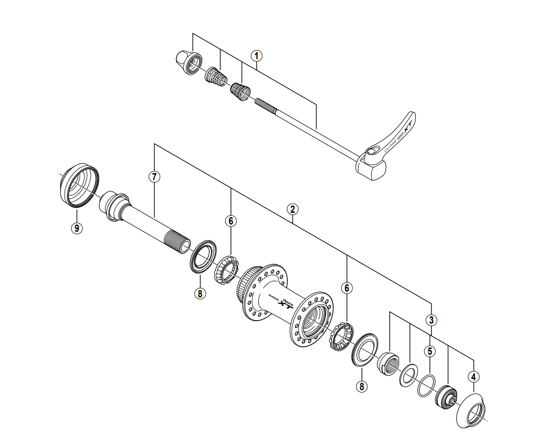 Shimano HB-M775 complete hub axle