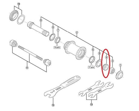 Shimano Spares HB-M988 Right Hand Cone; M19 - Y27X11000