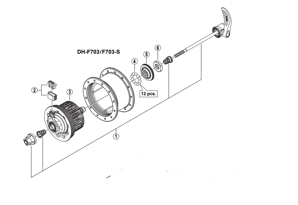 Shimano Spares DH-F703 complete quick release; 107 mm