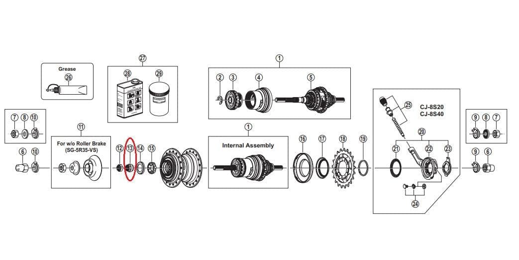 Shimano Nexus SG-4R40 Nexus Left Cone - Y33M37000