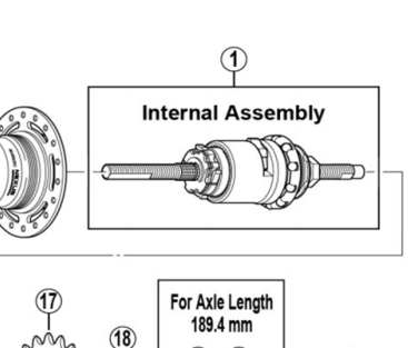 Shimano Spares SG-3R40 Nexus internal assembly unit; 170 mm