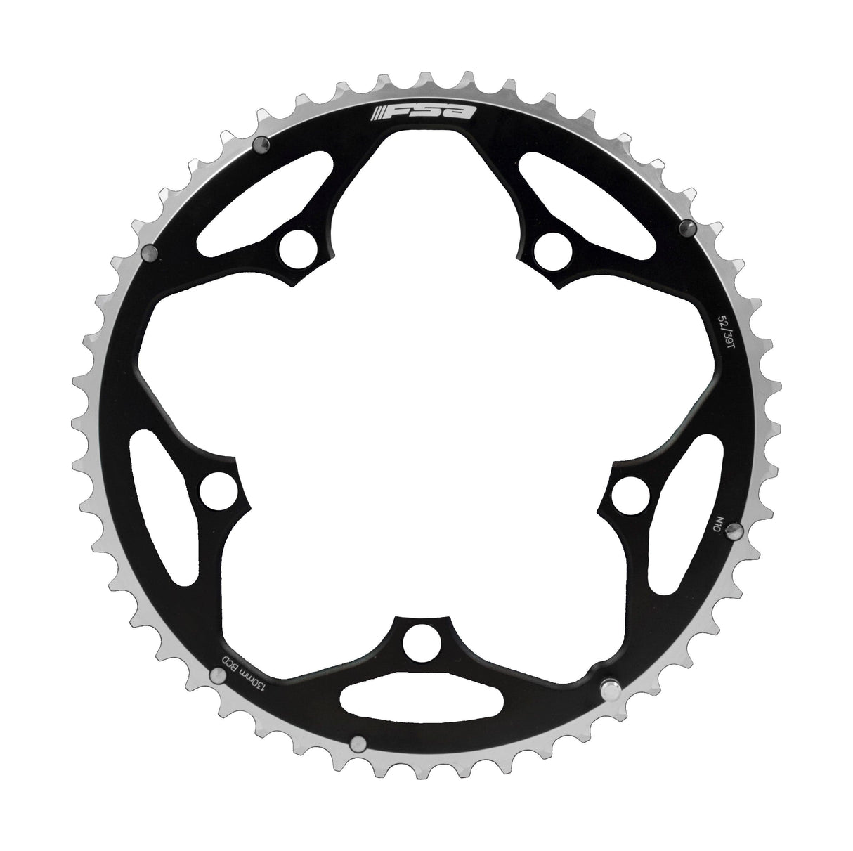 FSA Pro Road Chainring (2x10, 130x52T, Black, 5h)