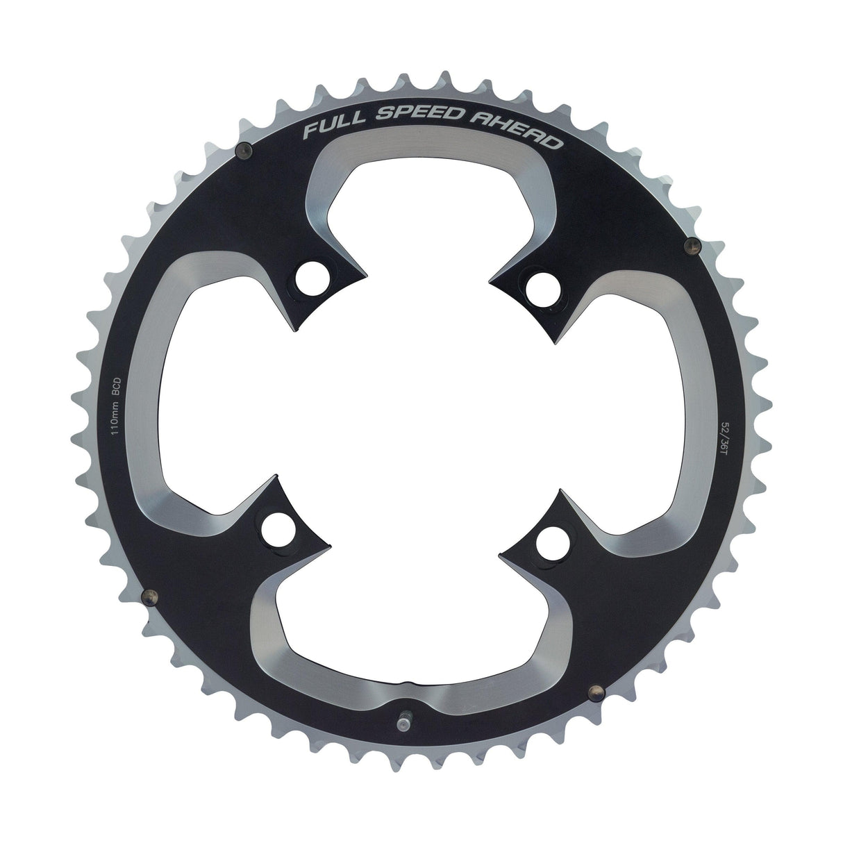 FSA Powerbox Alloy Road Chainring (2x11, 110x52T, Black, 4h)