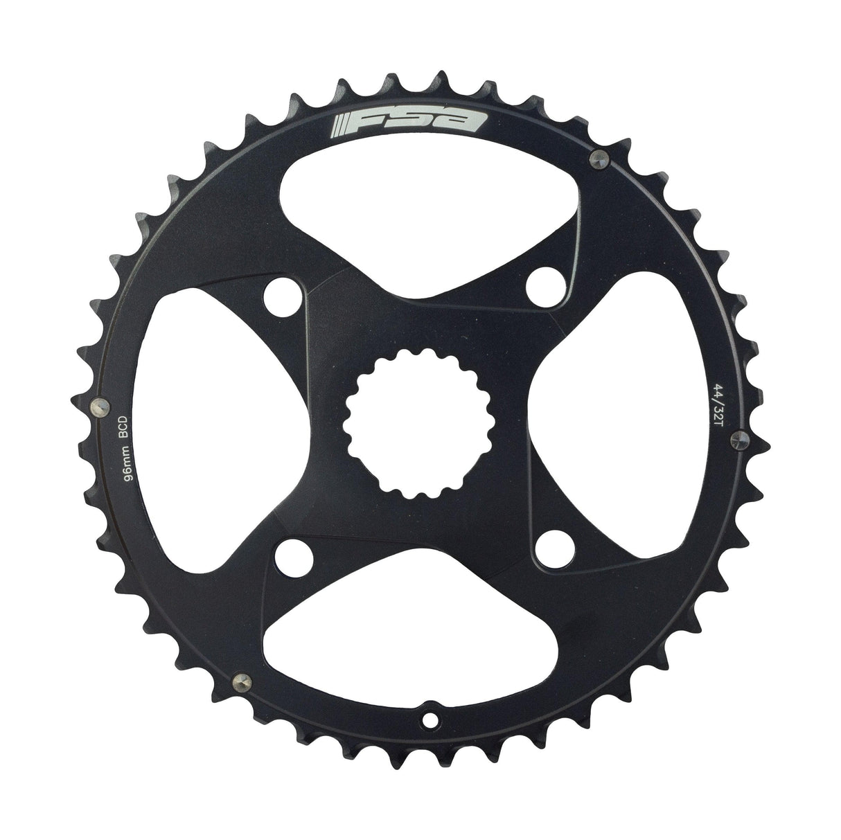 FSA Alloy MTB Chainring (2x10, 96x44T, Black, 4h)