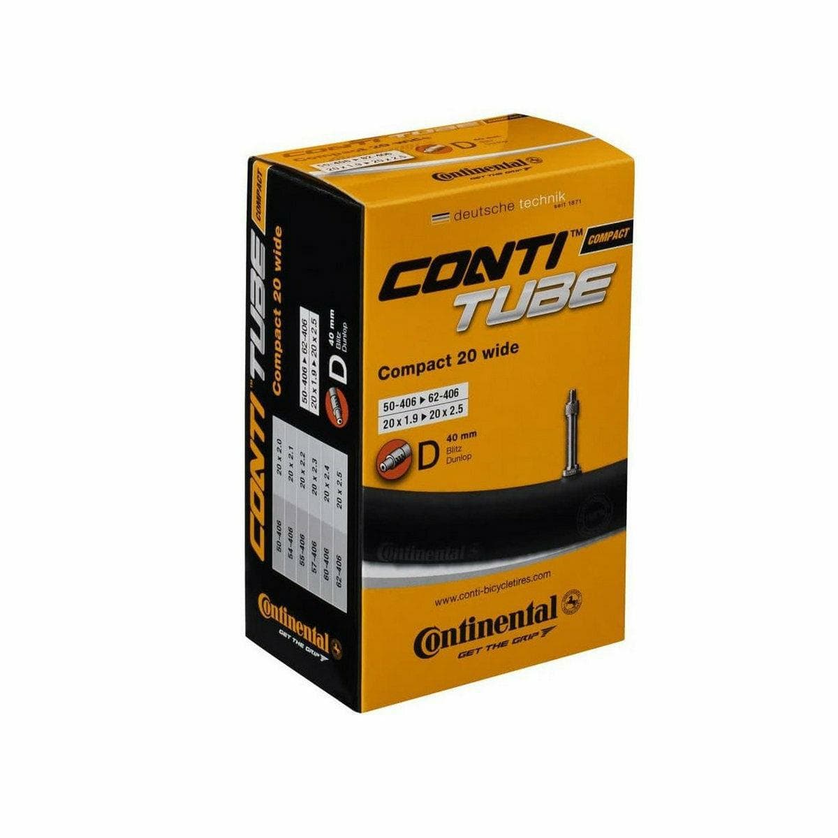 Continental Compact 20 Wide 20" x 1.90 - 2.50" 40mm Dunlop Valve Inner Tube - 0181281