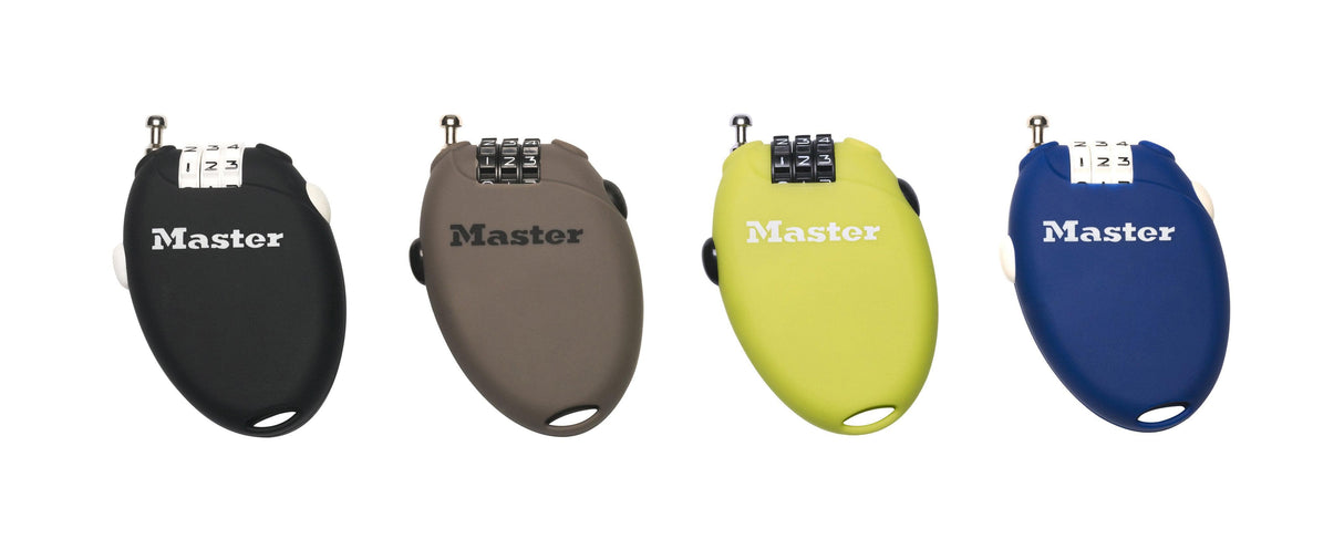 Master Lock 4x Master Lock Retractable Cable Lock 70cm [4603] Coloured