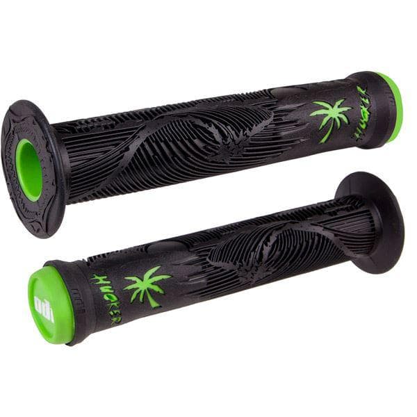 ODI Hucker BMX Grips w/ Flange 160mm - Black / Green