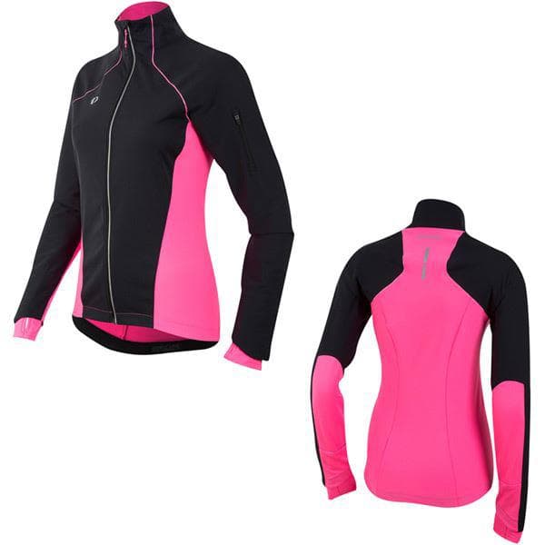 PEARL iZUMi Women's Pursuit Softshell Jacket, Black/Screaming Pink, Size XS