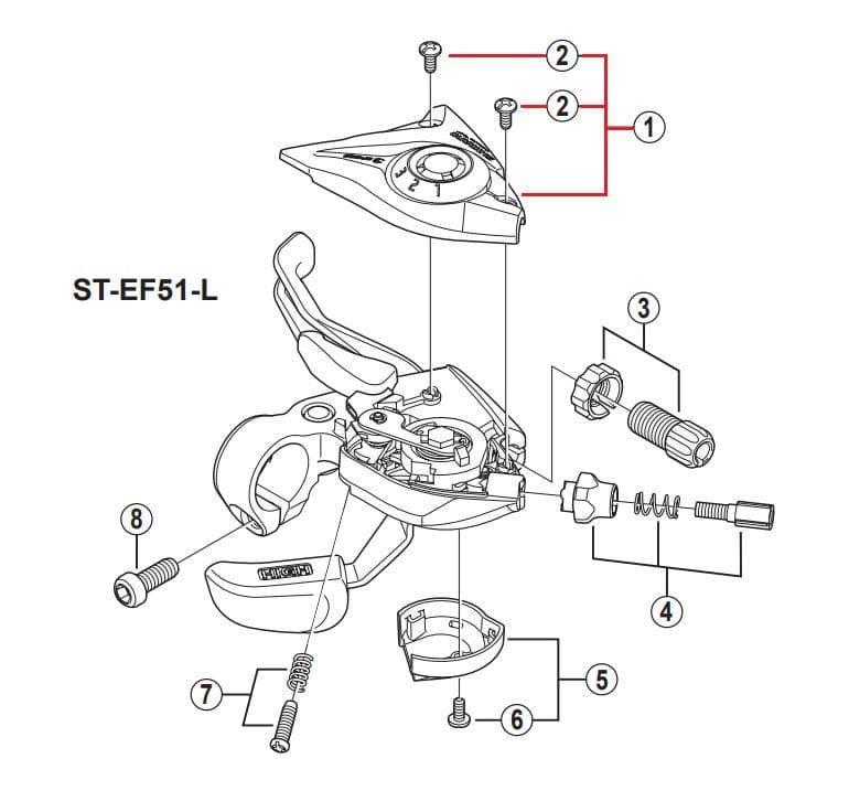 Shimano ST-EF51-2A Upper Cover & Fixing Screws -Left Hand - Silver - Y6TP98060