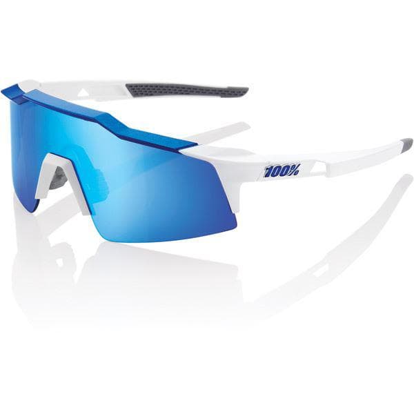 100% Speedcraft SL - Matt White/Metallic Blue - HiPER Blue Mirror Lens