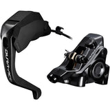 Shimano Dura-Ace ST-R9180 hydraulic disc; Di2 E-tube STI TT set; flat mount BR-R9270; left rear