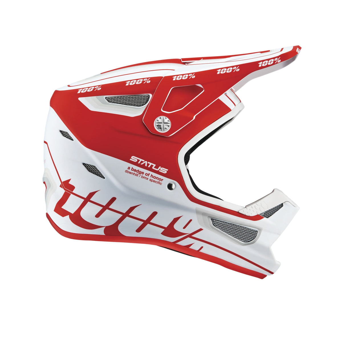 100% Status Youth Helmet Topenga Red / White L