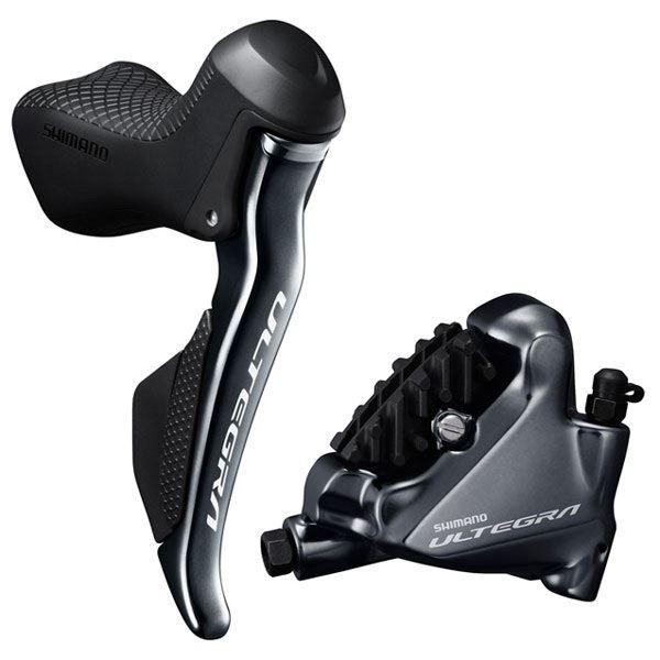 Shimano Ultegra ST-R8070 bled hydraulic disc; Di2 E-tube STI set; flat mount calliper; LH rear