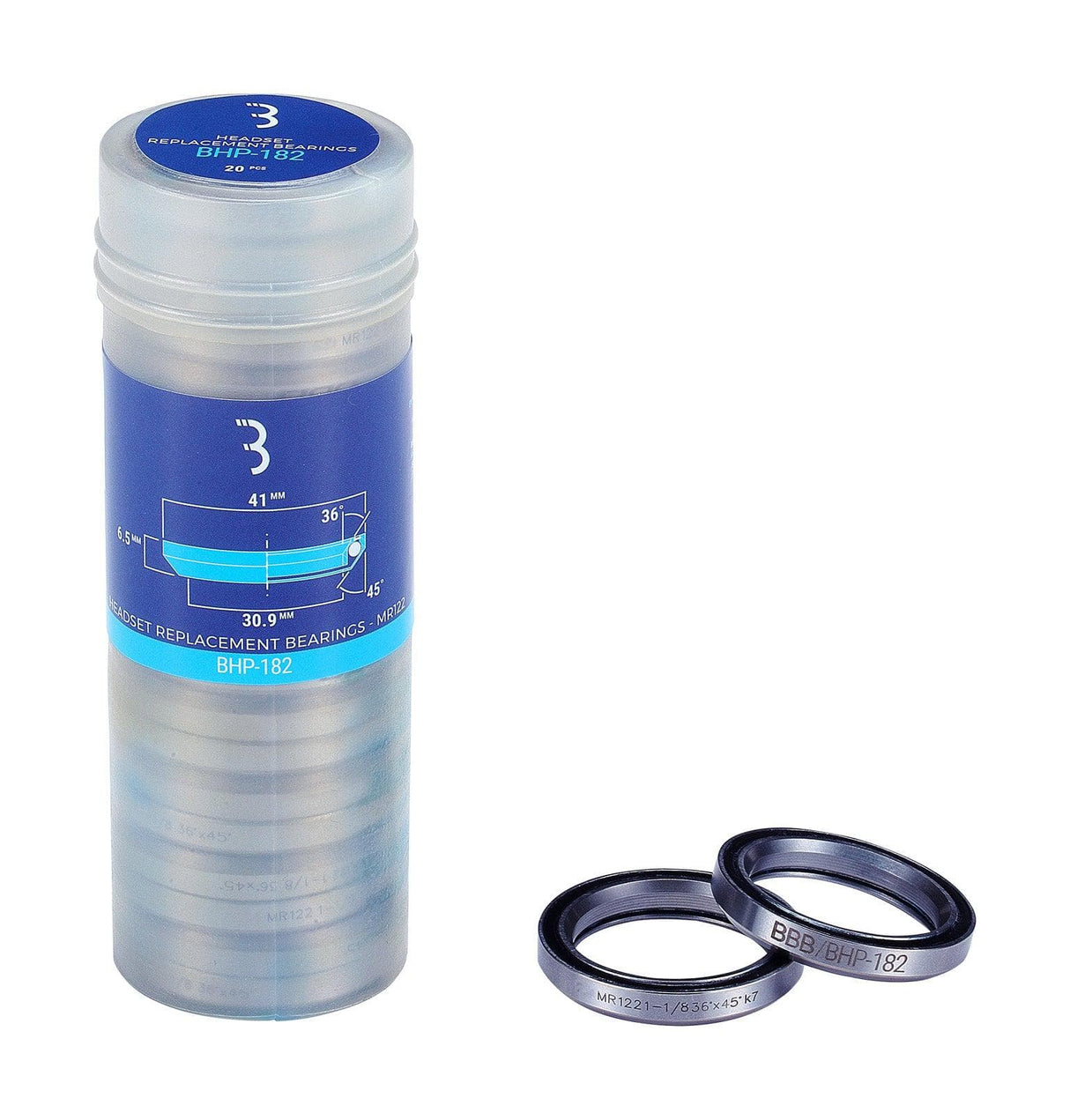 BBB BHP-182 - Headset Bearings (×20, 1.1/8, 41×6.5mm, 36°×45°)