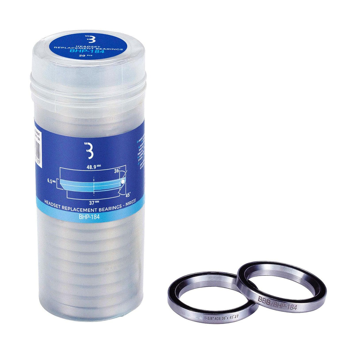 BBB BHP-184 - Headset Bearings (×20, 1.3/8, 48.9×6.5mm,36°×45°)