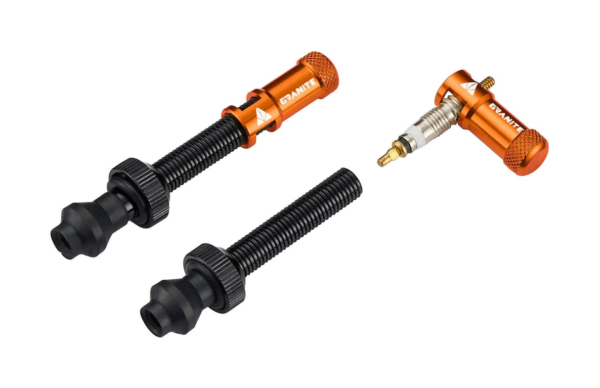 Granite Granite JUICY NIPPLE 44mm Valve Cap & Tool (+valve, Orange)