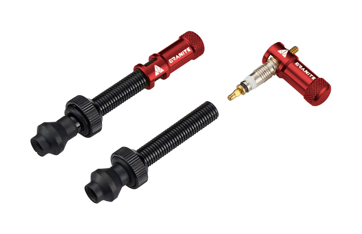 Granite Granite JUICY NIPPLE 60mm Valve Cap & Tool (+valve, Red)