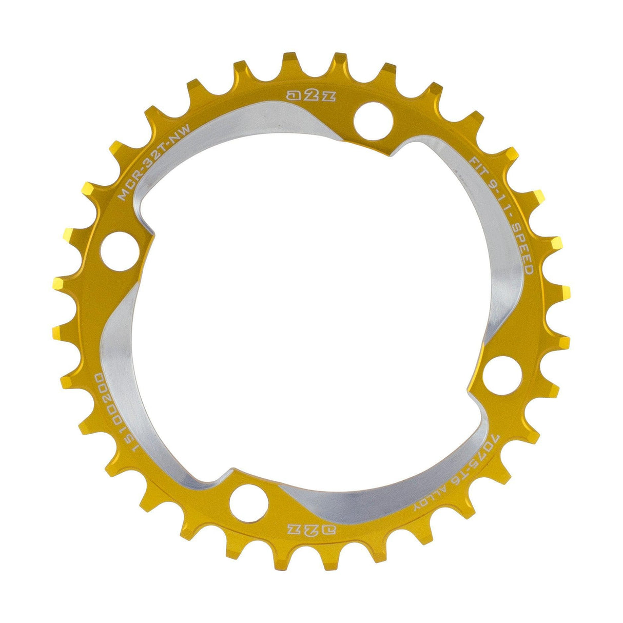 A2Z Narrow Wide Chainring (104BCD, 30T, Gold)